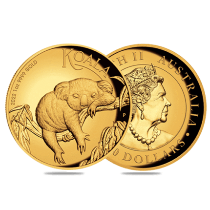 1oz Australian Koala High Relief 2022 Gold proof Coin