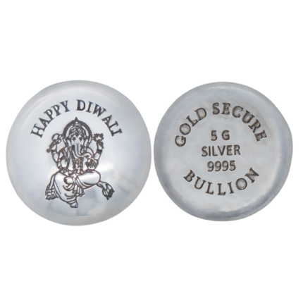 5g Goldsecure Lord Ganesha Cast Silver Button 999.5– Diwali Edition