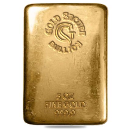 “5oz Gold Secure Gold Cast Bar – 999.9 Pure Gold The 5oz Gold Secure Gold Cast Bar is a solid choice for serious investors, offering 999.9 fine gold in a weight that balances liquidity with long-term value. Its timeless appeal and trusted purity make it an excellent asset for wealth preservation. Features & Benefits: ✔ 999.9 Pure Gold – Investment-grade quality ✔ 5oz Weight – Ideal for bulk investment and easy storage ✔ Authenticity Guaranteed – Stamped with the Gold Secure hallmark ✔ A Hedge Against Inflation – A tangible asset to safeguard your wealth Invest in security—own a 5oz Gold Cast Bar today!”