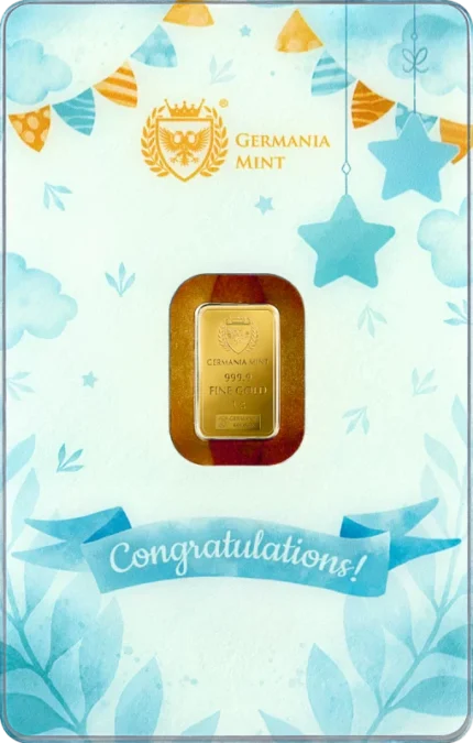 Germania Mint Gold New Born Boy Minted Bar 1g