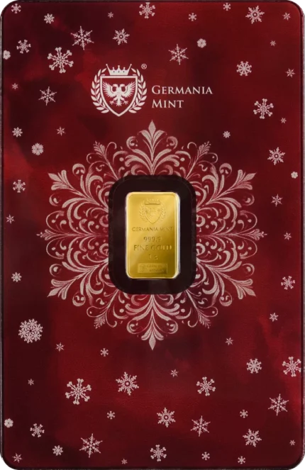 Back Home/Shop/Gold/Gold Bars/Germania Mint Gold Merry Christmas Minted Bar 1g Germania Mint Gold Merry Christmas Minted Bar 1g