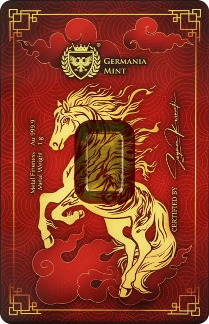 Germania Mint Gold Lunar Horse Minted Bar 1g